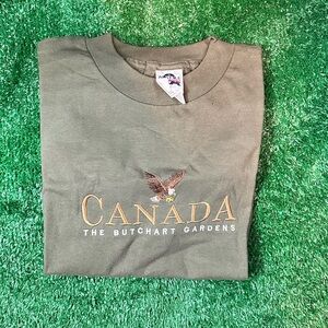 Vintage VTG Canada The Butchart Gardens Green T-Shirt